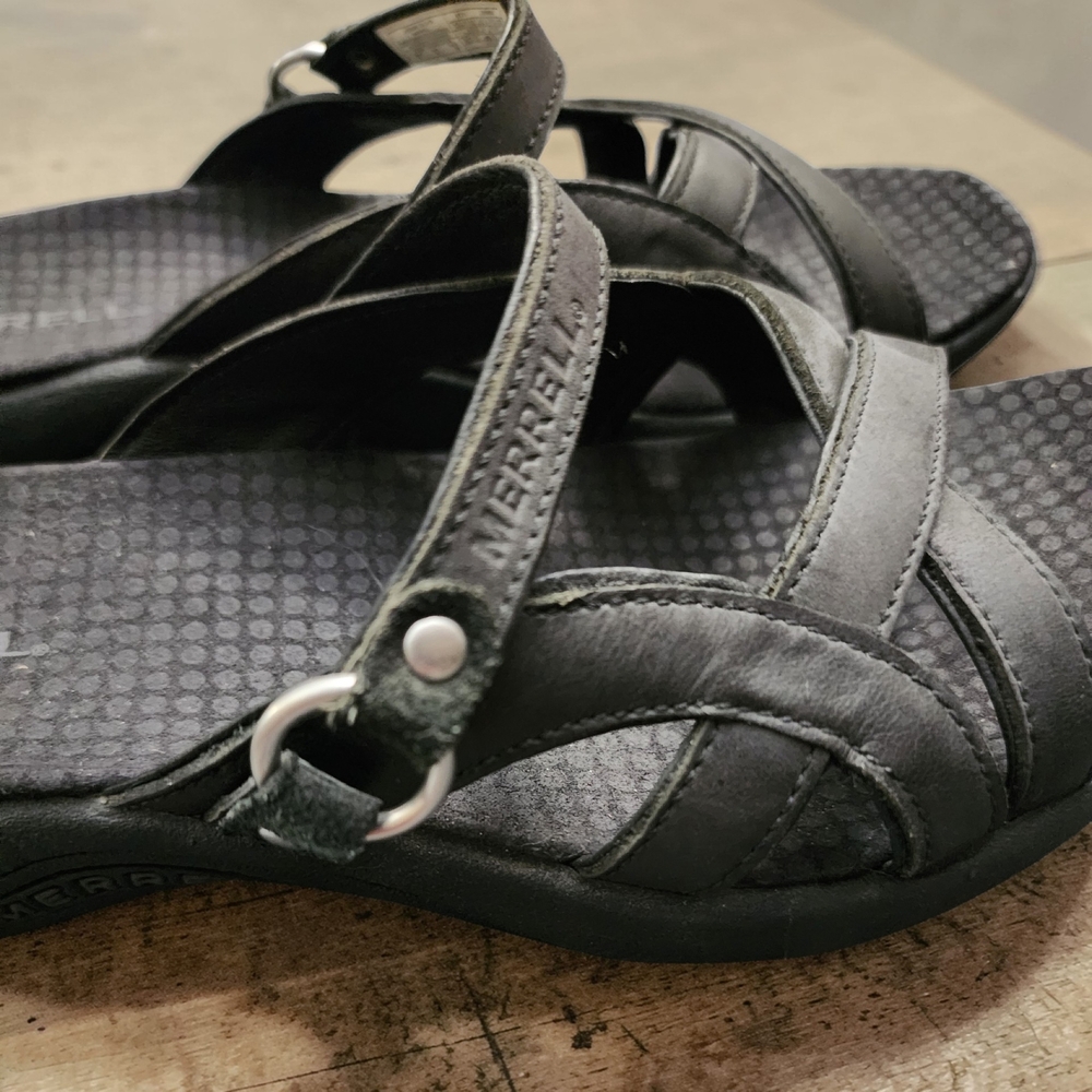 Merrell Black Strappy Slip-On Sandals - Picture 6 of 6